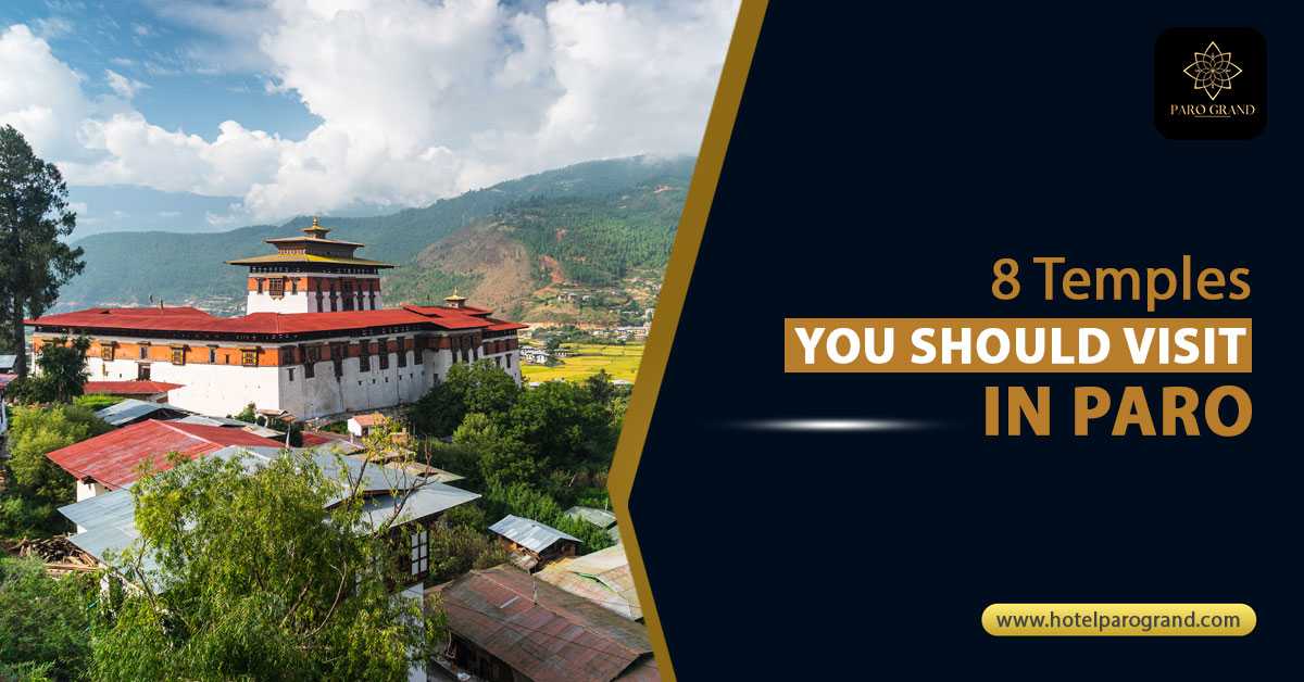 Traditional Bhutanese temple in Paro surrounded by scenic mountains