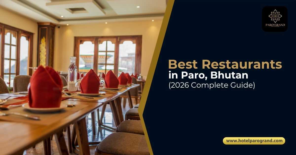 Best Restaurants in Paro Bhutan featuring a modern dining space at Hotel Paro Grand in Paro